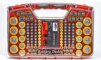 Ontel Battery Daddy Storage & Organizer Case w/Tester, Stores & Protects Up to 180 Batteries, Double-Sided, Clear Locking Lid, Secure Latches & Portable Carrying Handle - Red (Batteries Not Included)