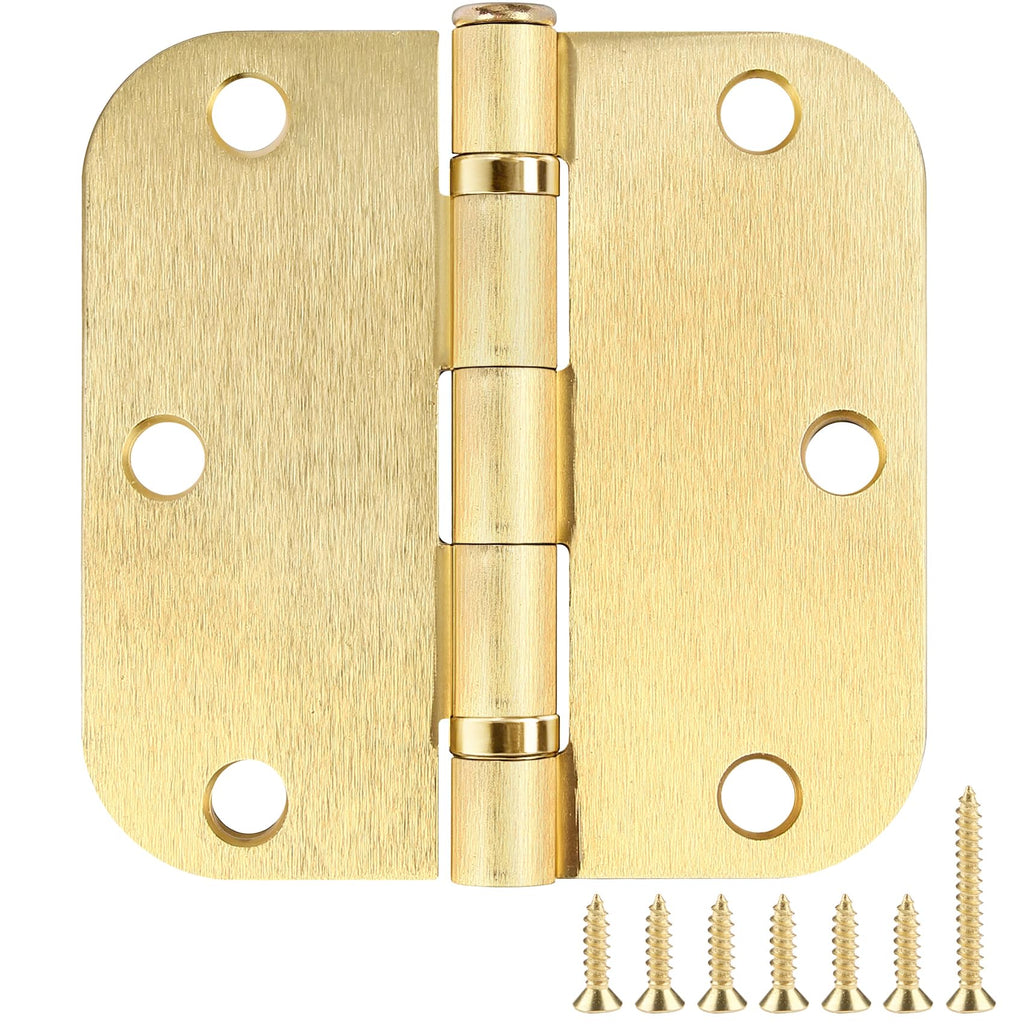 TDCHINGES Rounded Door Hinges 3.5" X 3 1/2 Inch Antique Brass 5/8" Radius