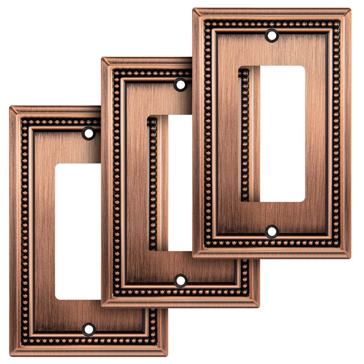 Sunken Pearls Heavy-Duty 4 Toggle Light Switch Plate, Antique Brass, 1 Pack