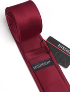 HISDERN Skinny Tie Solid Color 6cm Slim Ties for Men Wedding Classic Formal Business Necktie