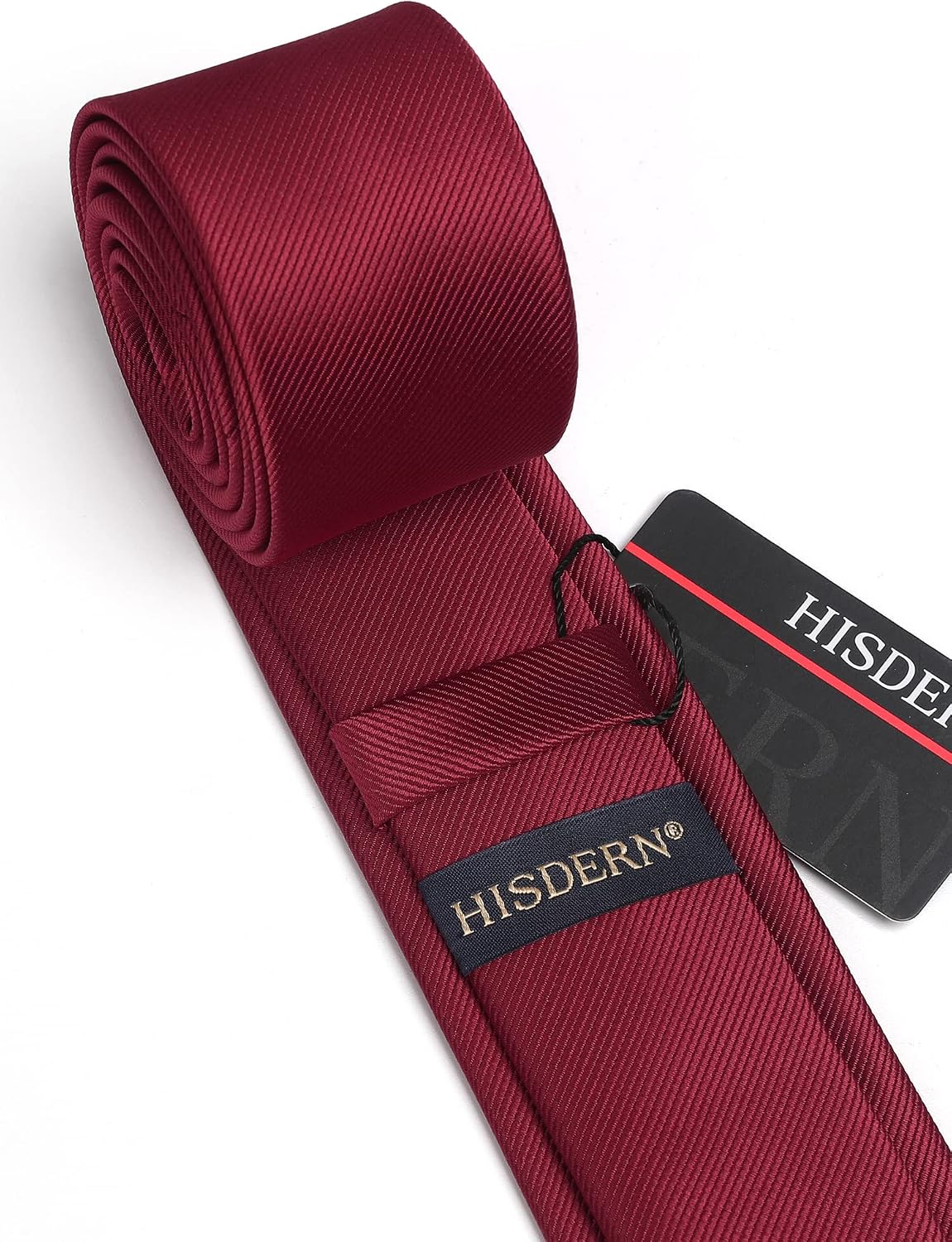 HISDERN Skinny Tie Solid Color 6cm Slim Ties for Men Wedding Classic Formal Business Necktie