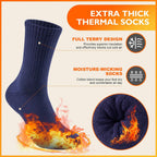 Niofind Warm Thermal Socks for Men Women, Full Cushion Winter Socks, Crew Length Black Heavy Duty Heated Cotton Boot Sock for Work Outdoor Walking, Hiking, Running, 3/6 Pairs, Gifts for Men women