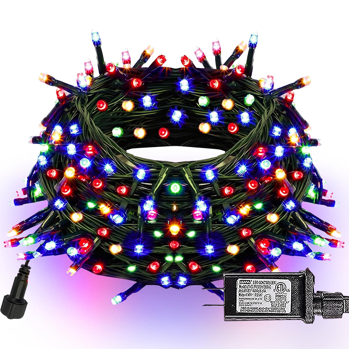 Dazzle Bright 300 LED Christmas String Lights, 100 FT Connectable Waterproof String Lights Green Wire with 8 Modes, Christmas Decorations for Indoor Outdoor Xmas Party Yard Garden (Warm White)