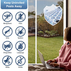 METAONLY Magnetic Screen Door Mesh, Works for Patio, Sliding Door, Keeps Bug Mosquito Out, Fresh Air Flow, Fits 32" x 80" Door - Curtain Size 34" x 82", Black with Lace