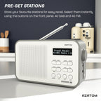 DAB/DAB+ & FM Portable Digital Radio | Simple Controls | Dual Alarms & Sleep Timer | Battery & Mains Powered (4x”AA”) | Bluetooth | Perfect for Home, Office or Outdoors | AZATOM Desire X2 (Oak)