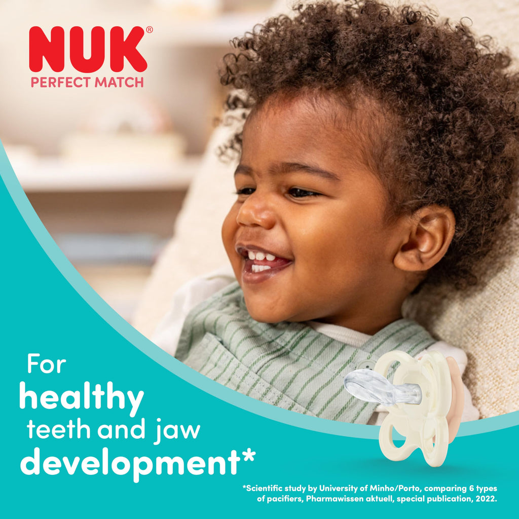 NUK Perfect Match Baby Bottle | 3+ Months | 260ml | Anti Colic Feeding Bottle | PP | Temperature Control Indicator | Hippo | 3 Count