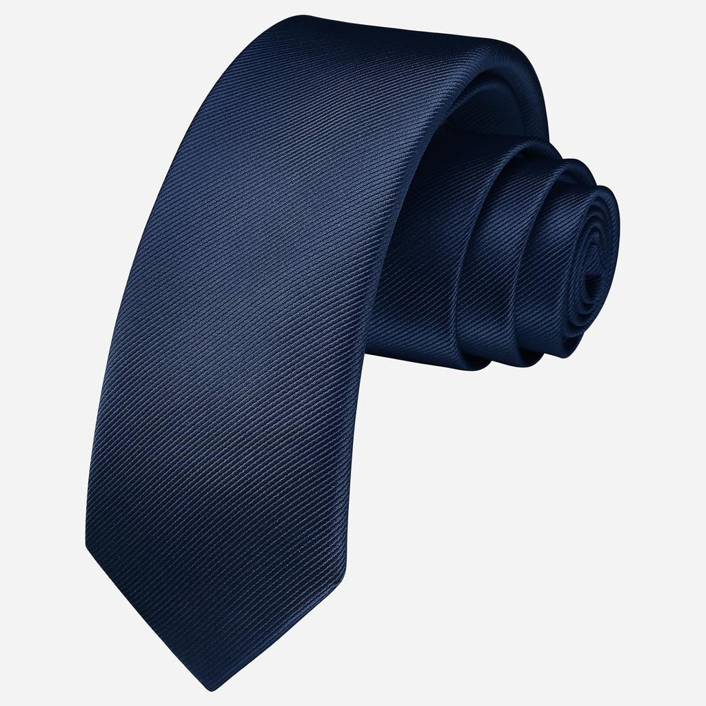 HISDERN Skinny Tie Solid Color 6cm Slim Ties for Men Wedding Classic Formal Business Necktie