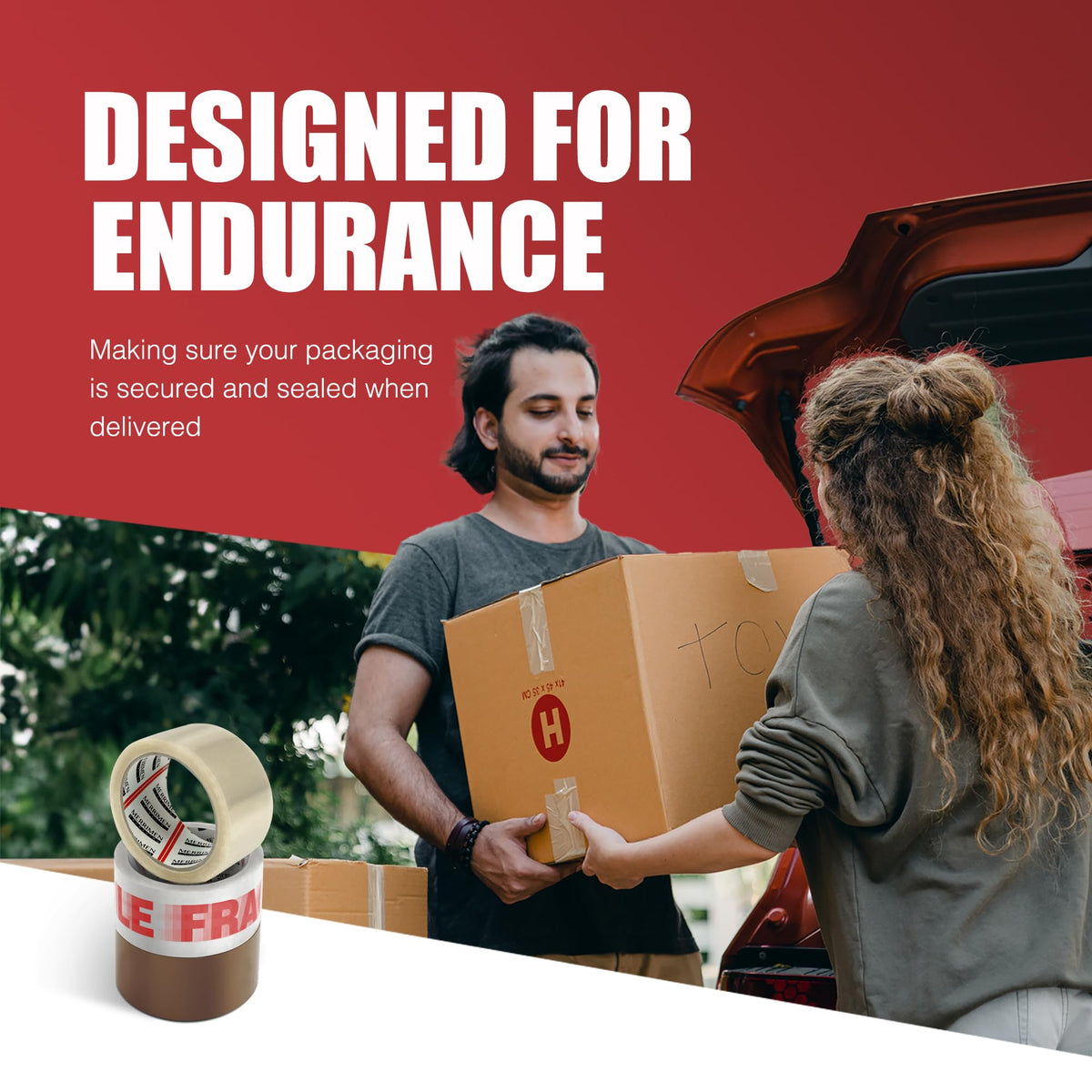 Merrimen Strong Heavy Duty Roll Pack Brown Packaging Tape, Secure Sticky Sealing Tape for Parcel Boxes, Moving Boxes, Large Postal Bags for Long Term Storage, (48MM x 66M) (3 rolls, Brown)