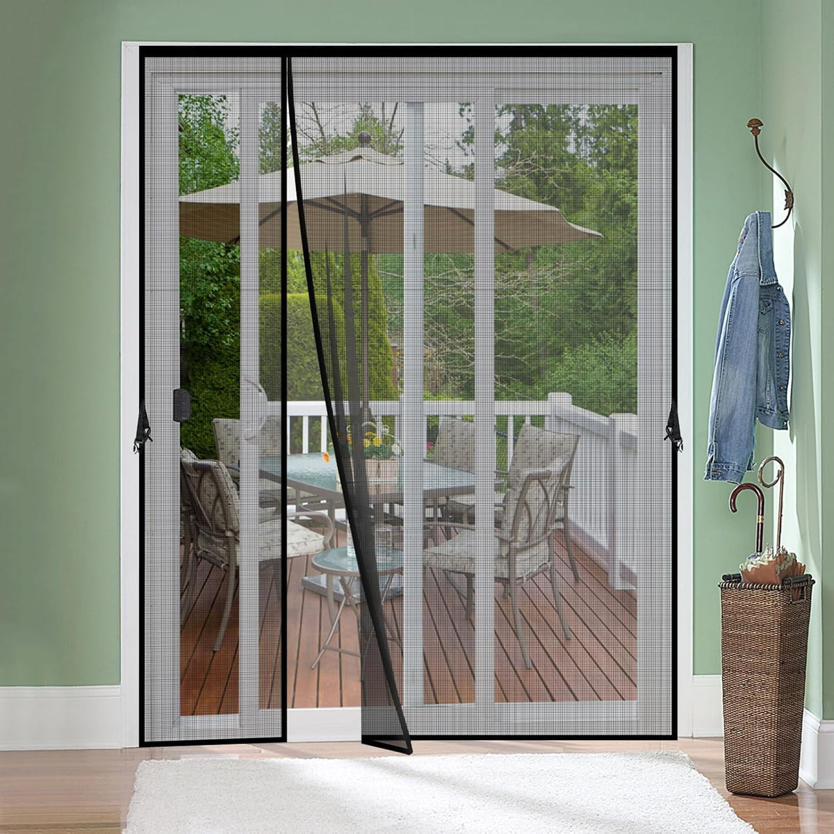 Fiberglass Magnetic Screen Door Fit Door Size 72 x 96 in- Heavy Duty Fiberglass Screen Door Mesh for Interior Door, Patio and Sliding Doors - Door Screen Magnetic Closure Let Fresh Air in