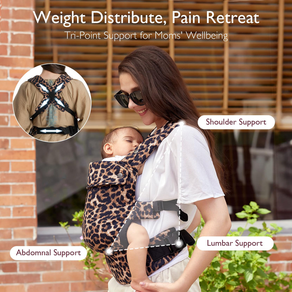 Momcozy Baby Carrier for 3-24M/3.2-20kg, Waist 64-127cm, Cotton Black
