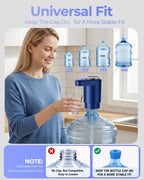 Water Jug Pump for 5 Gallon Bottle – Portable Electric USB-C Charging Dispenser, Dual Powerful Motors, Fast Flow, Fits 2-5 Gallon Jugs – Ideal for Home, Office, Camping, RV, Beige