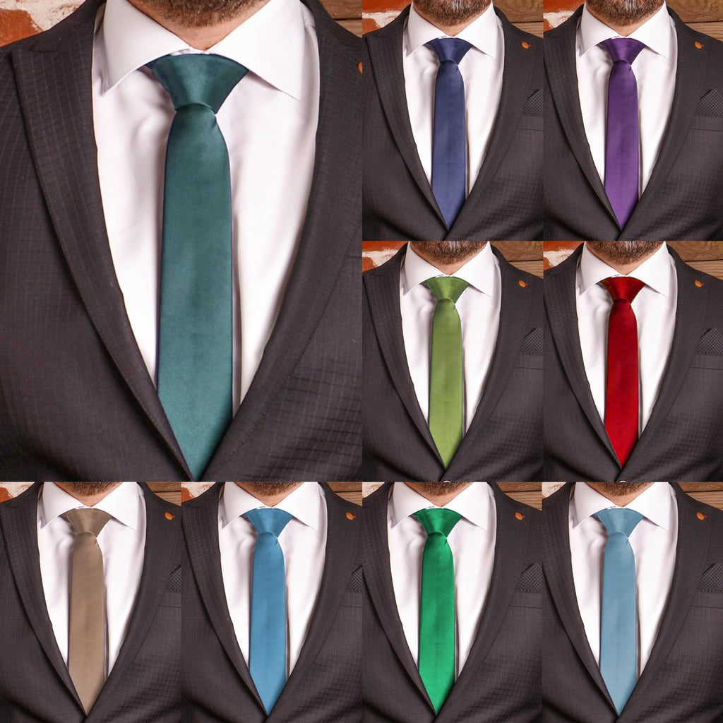 Trimming Shop 5cm Slim Skinny Solid Colour Necktie for Mens