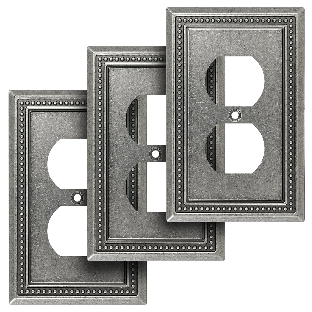 Sunken Pearls Heavy-Duty 4 Toggle Light Switch Plate, Antique Brass, 1 Pack