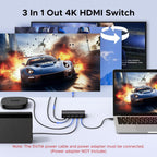 UGREEN HDMI Switch 3 in 1 Out, 4K@60Hz HDMI Splitter with Remote