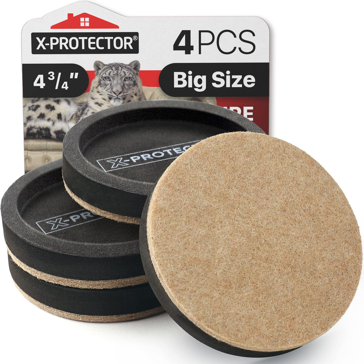 Felt Furniture Sliders for Hardwood Floors X-PROTECTOR 16 PCS 3 ½”