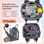 Dikaslon Baby Changing Bag Backpack, Large Nappy Back Pack Multifunction Baby Bags with Portable Changing Mat, Pacifier Holder, and Stroller Straps, for Mom and Dad