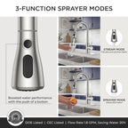 FORIOUS Kitchen Faucet with Cup Washer, Pull Down Sprayer, Brushed Nickel