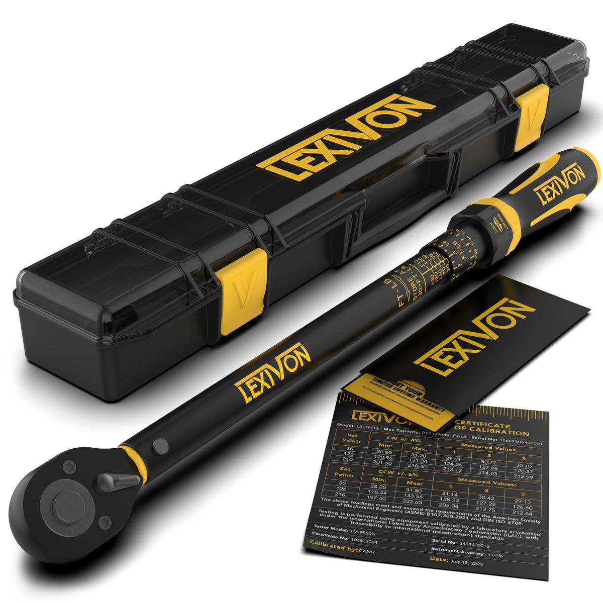 LEXIVON Torque Wrench 1/2-Inch Drive Click 10~150 Ft-Lb/13.6~203.5 Nm (LX-183)