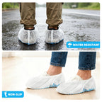 WUJUN 100/200 Pack Blue/Black Disposable Shoes Covers Boot Cover Waterproof, Dust-proof, Non-slip, One Size Fit Most, Protect Your Shoes, Carpets and Floors. Cleaning Accessories