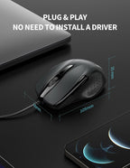 TECKNET USB Wired Mouse,6400 DPI Optical,6-Button Ergonomic Computer Mouse