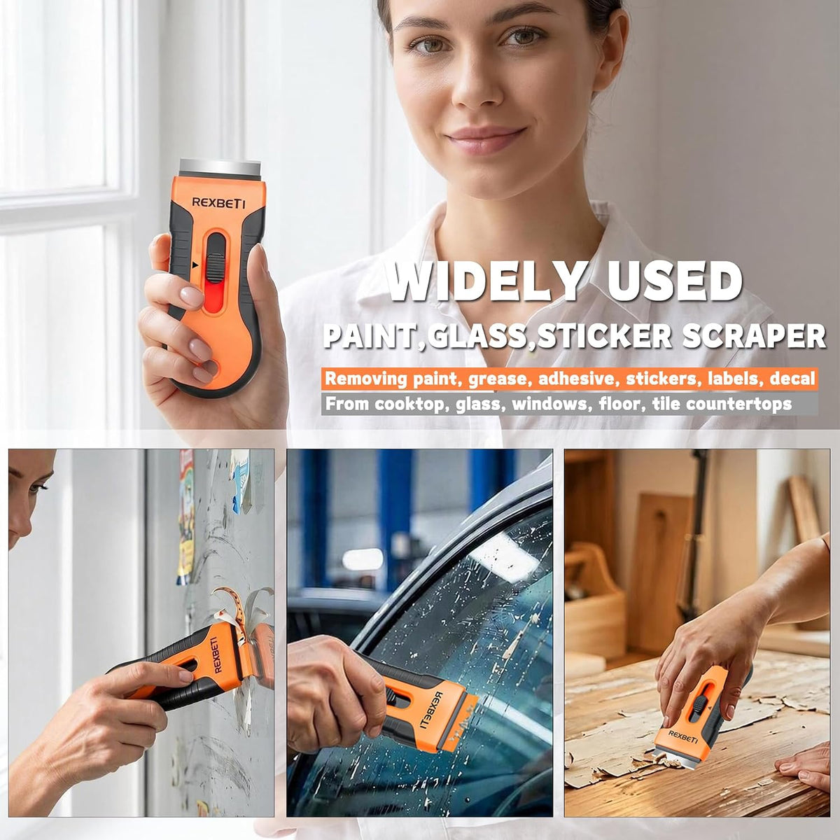 REXBETI Razor Blade Scraper Tool, Paint, Windows, Glass Stovetop Scraper