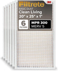 Filtrete 20x25x1 Air Filter, MERV 5, MPR 300, 6 HVAC Filters