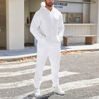 Mens Plain Tracksuit Long Sleeve Hooded Sweatshirt Sweatpants Set Hoodie Joggers Sets 2 Piece Fashion Sweatsuits Activewear Sportswear Men's Clothing UK