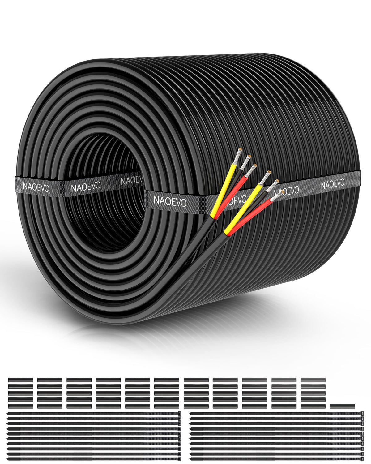 NAOEVO 14 Gauge Wire 3 Conductor, 14 Gauge Automotive Wire 12V Cable, 50FT
