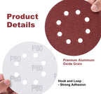 S SATC Sanding Discs 60 Grit 110Pcs Orbital Sander Discs 125mm Hook and Loop Round Orbital Sander Pads for Sanding