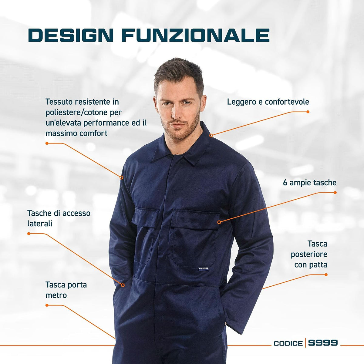 Portwest Euro Work Men's Polycotton Men's Polycotton Coverall