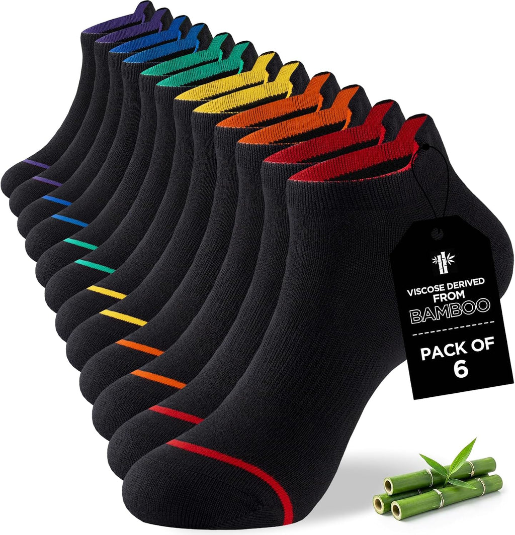 Niorasen Bamboo Trainer Socks for Men & Women, 6 Pairs, Low Cut