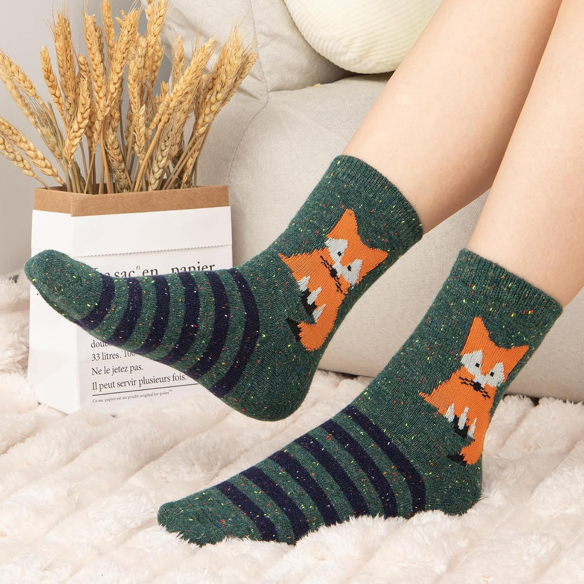 Ladies Socks Wool Thermal Fluffy Gifts For Women 5 Pairs
