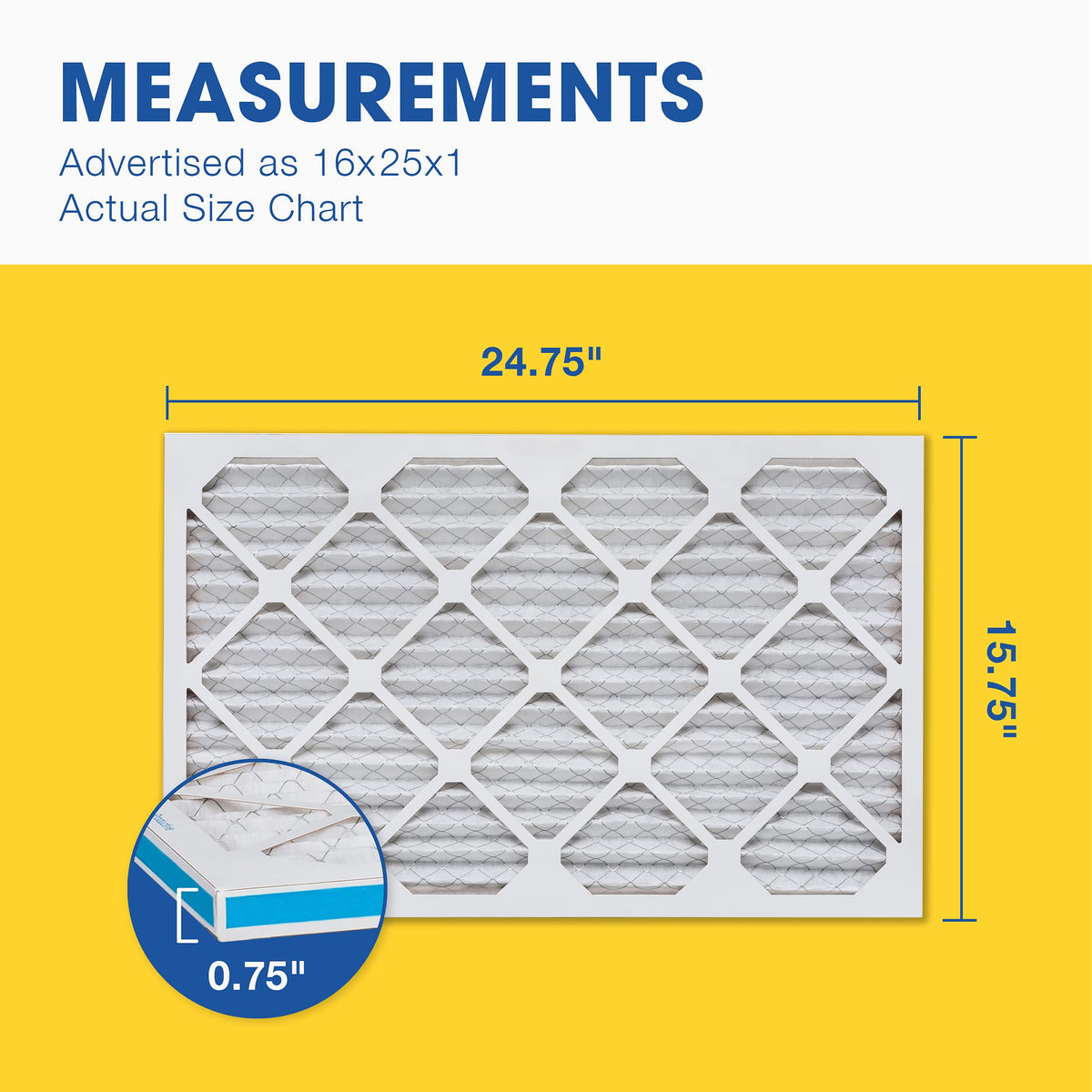 Aerostar Air Filter 16x25x1 MERV 8 AC Filter, HVAC, Furnace Filter, 6 Pack