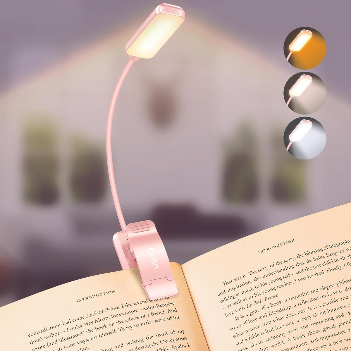 Gritin 9 LED Rechargeable Book Light for Reading in Bed