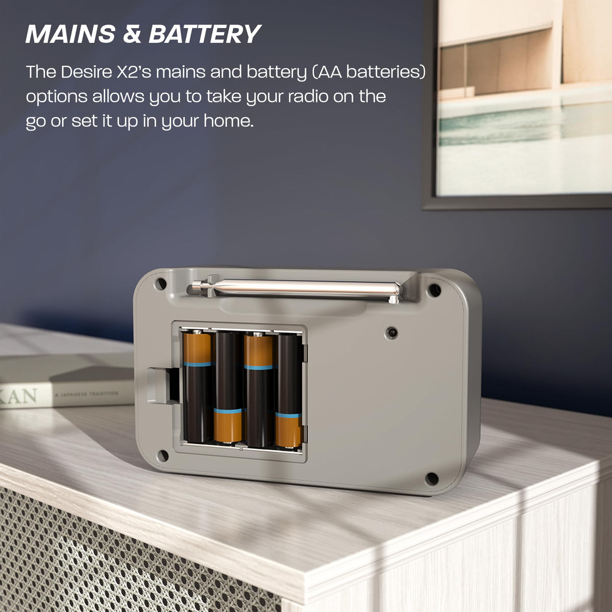 DAB/DAB+ & FM Portable Digital Radio | Simple Controls | Dual Alarms & Sleep Timer | Battery & Mains Powered (4x”AA”) | Bluetooth | Perfect for Home, Office or Outdoors | AZATOM Desire X2 (Oak)