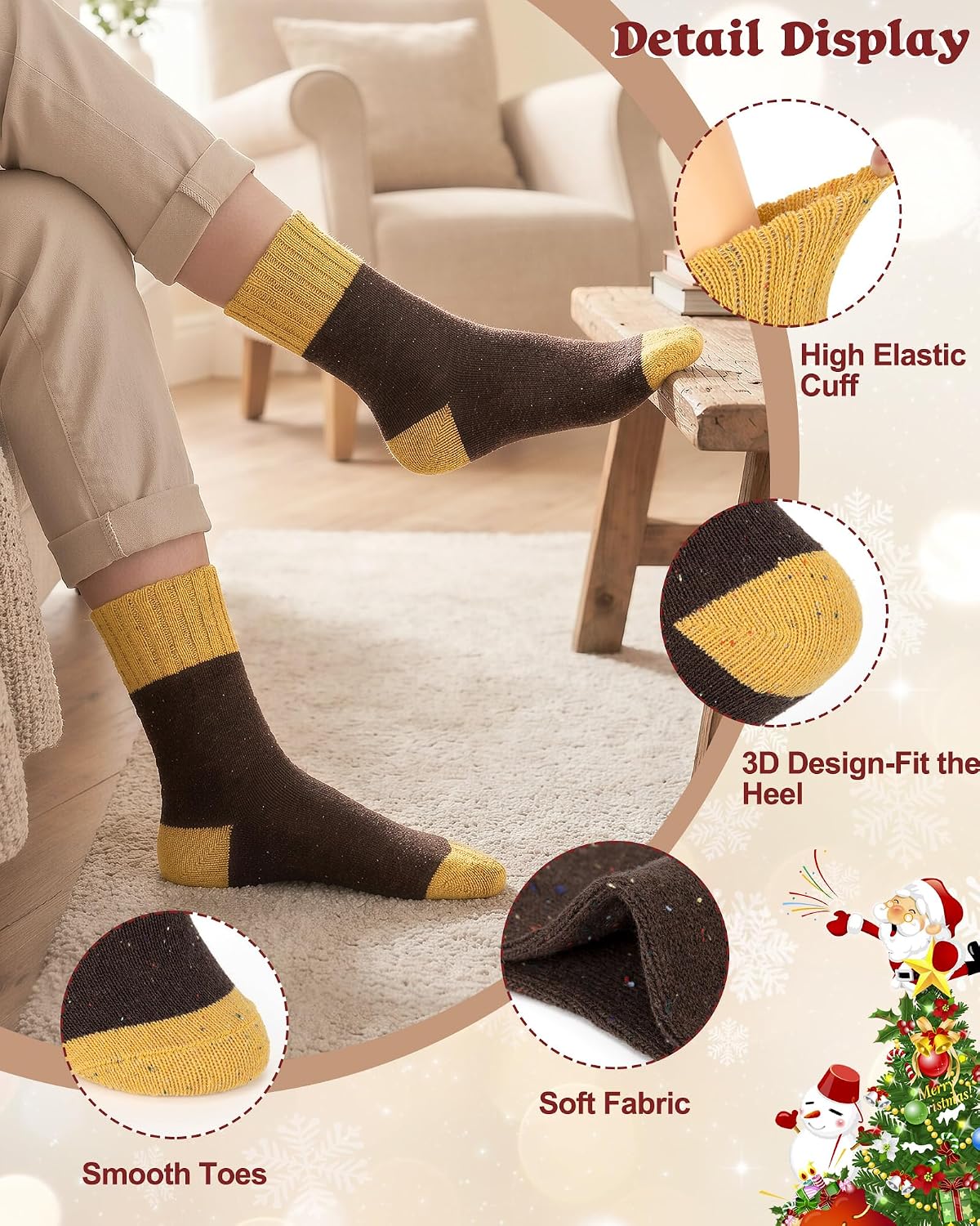 Ladies Socks Wool Thermal Fluffy Gifts For Women 5 Pairs