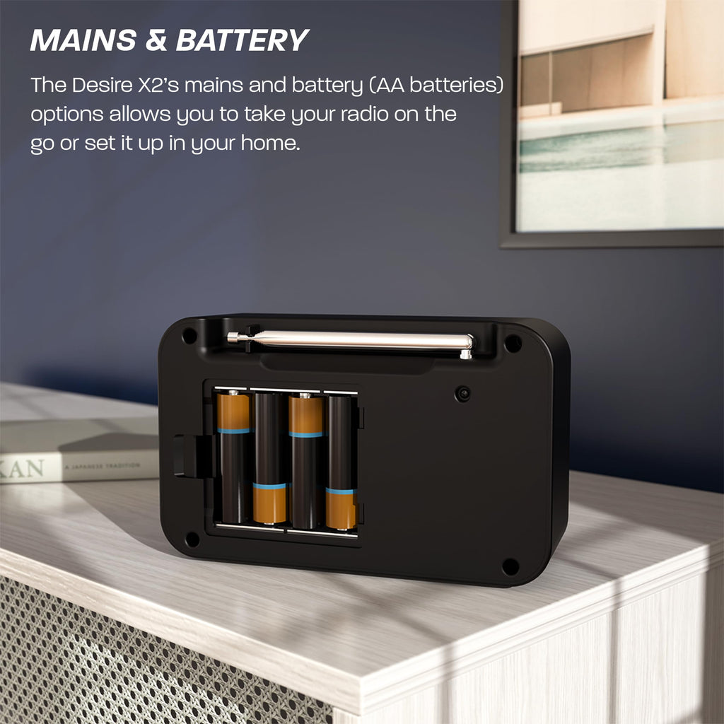 DAB/DAB+ & FM Portable Digital Radio | Simple Controls | Dual Alarms & Sleep Timer | Battery & Mains Powered (4x”AA”) | Bluetooth | Perfect for Home, Office or Outdoors | AZATOM Desire X2 (Oak)