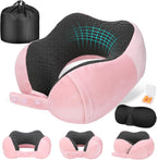 Cirorld Travel Pillow for Airplane, Neck Pillow for Travel, Memory Foam Travel Neck Pillow for Adults, Adjustable & Compact Flight Pillow, Ergonomic Neck Cushion, With Ear Plugs, Eye Mask, Carry Bag