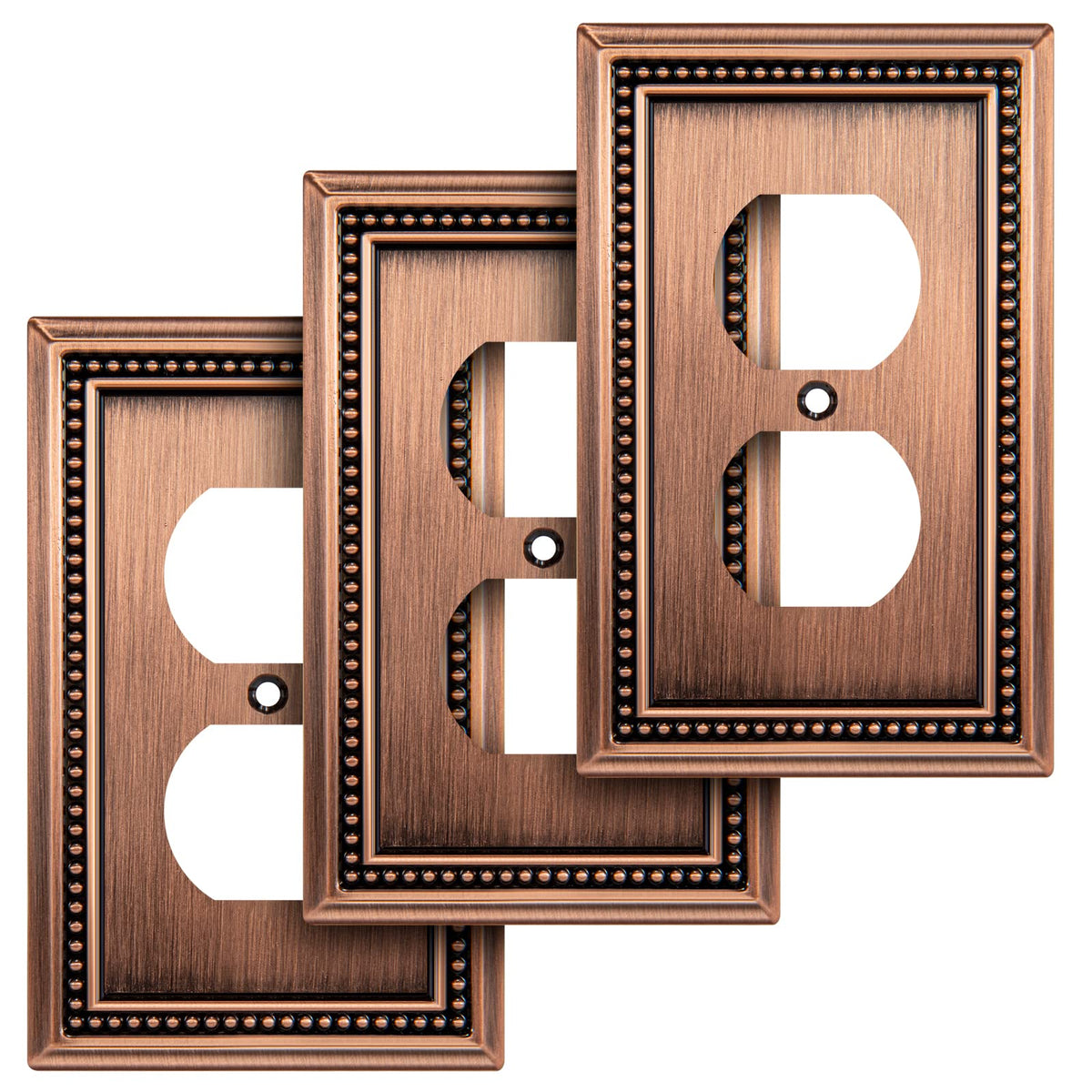 Sunken Pearls Heavy-Duty 4 Toggle Light Switch Plate, Antique Brass, 1 Pack