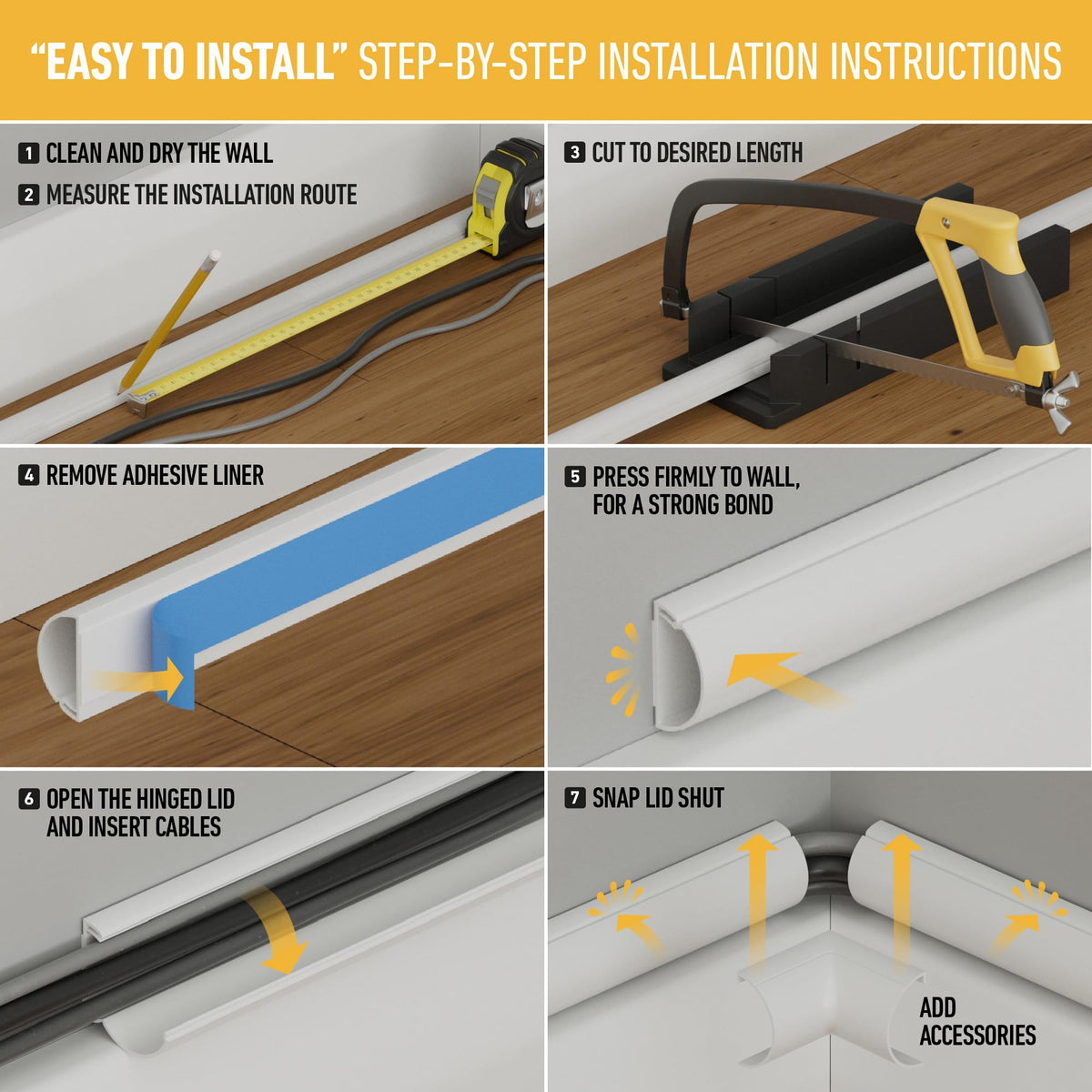 D-Line 30x15mm Cable Trunking 4m Multipack, Half Round Profile, Self-Adhesive Wire Cover, Paintable Cable Management - 10x 30mm (W) x 15mm (H) x 40cm Lengths and Accessories - Aluminium-Effect
