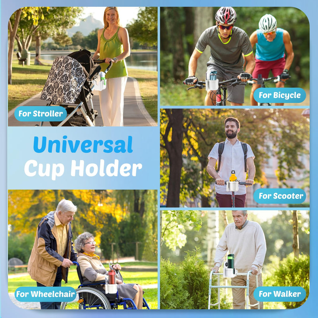 Wheelchair Cup Holder: Universal Cup Holder with Phone Holder for Pram Bike