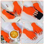 Grevosea 2 Pair Fingerless Warm Gloves - Winter Half Finger Gloves Thickened Knit Touchscreen Stretchy Mittens for Men Women