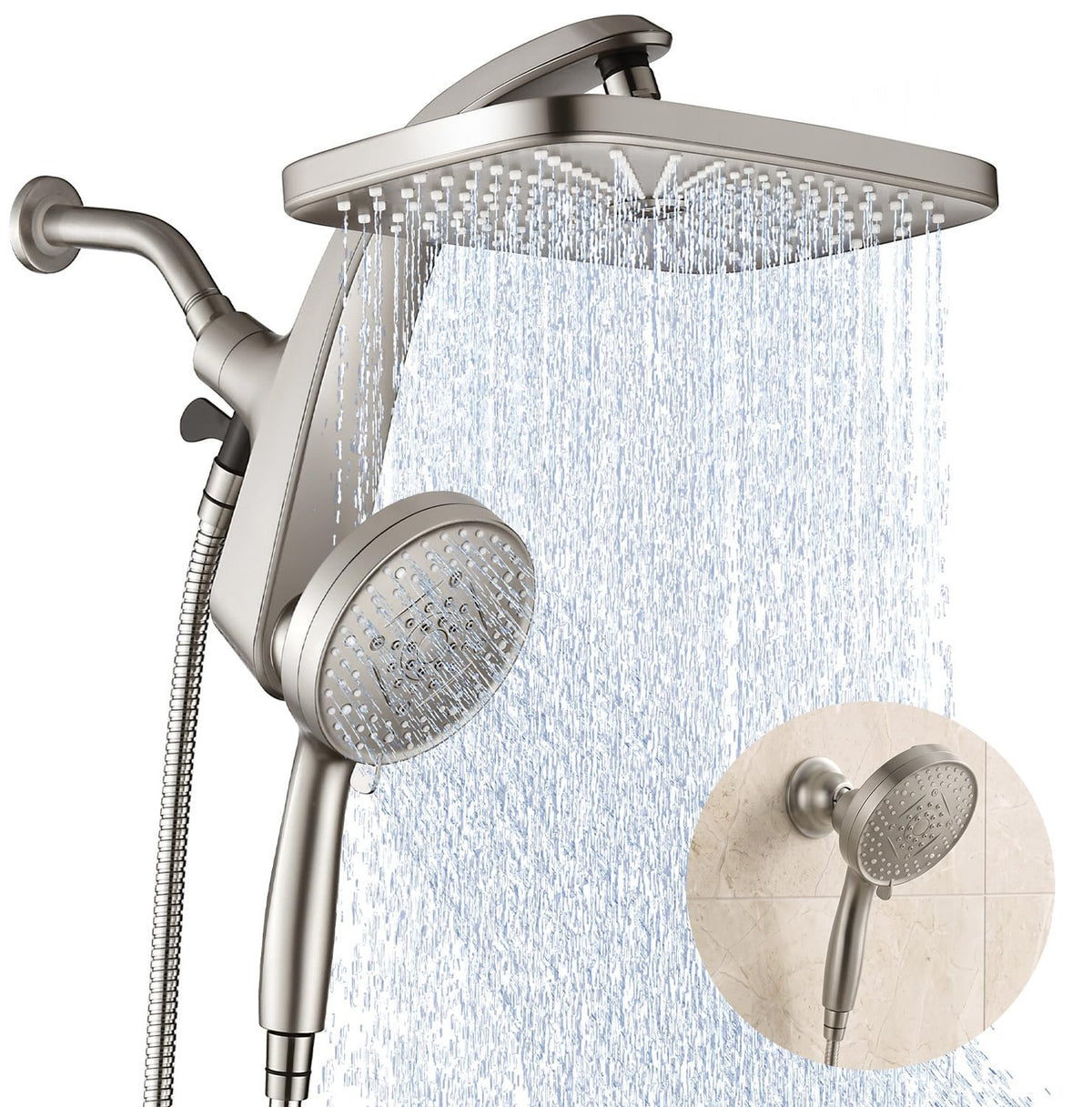 Rain Shower Head with Handheld Showerhead, Chrome 1.8GPM 460311