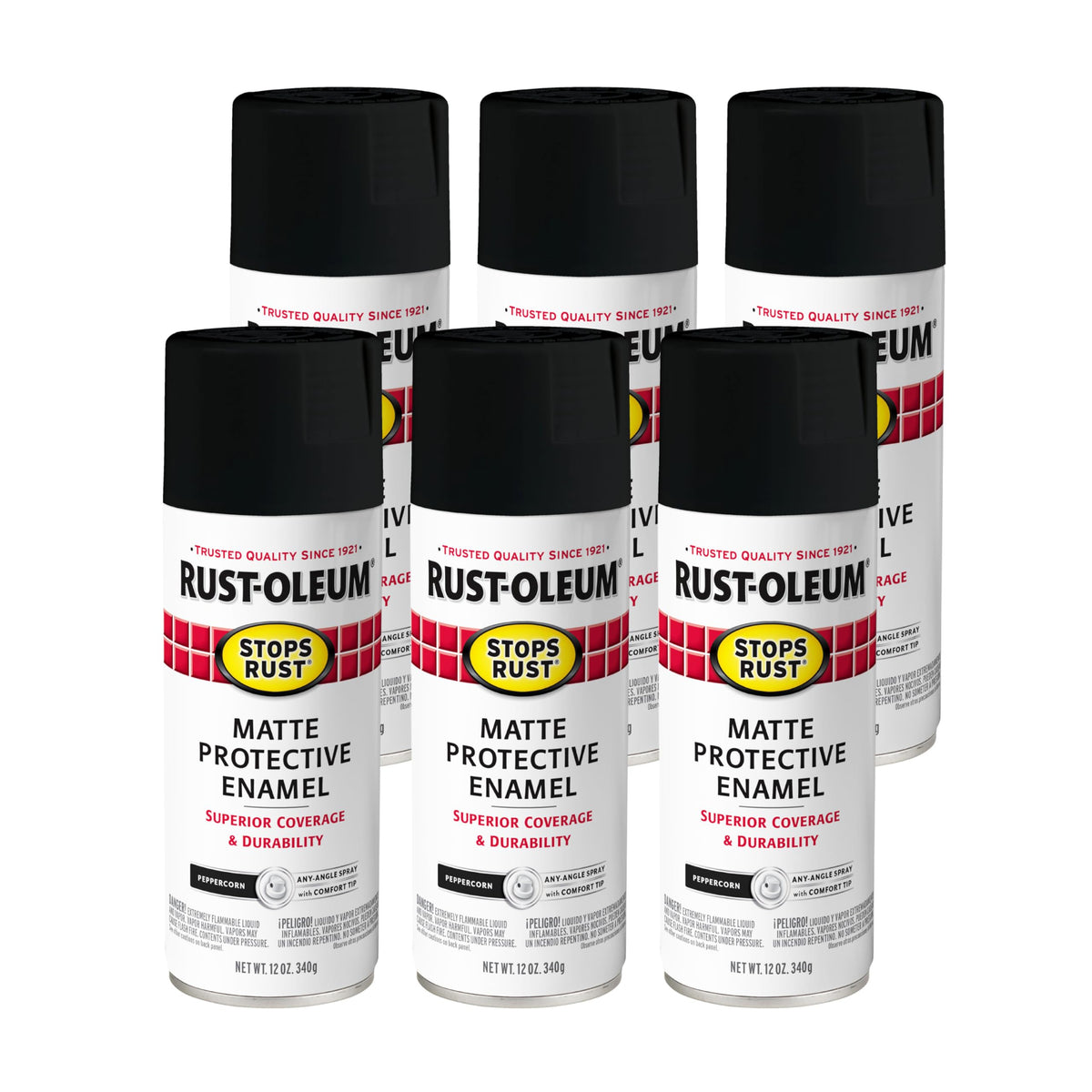Rust-Oleum 7776830 Stops Rust Spray Paint, 12 oz, Flat Black