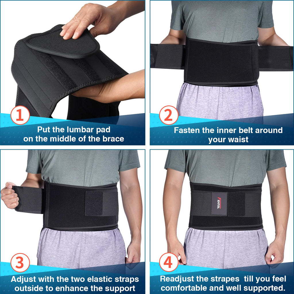FEATOL Back Brace for Men & Women, Lower Back, Sciatica Pain Relief