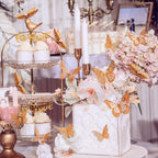 SAOROPEB 3D Butterfly Wall Decor 48 Pcs Gold Butterfly Birthday Decorations