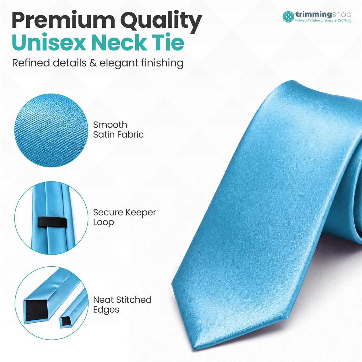 Trimming Shop 5cm Slim Skinny Solid Colour Necktie for Mens