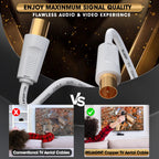 TV Aerial Cable 10m, 75 Ohm Coaxial Lead, IEC 9.5mm Male to Male 3C2V Pure Copper Dual Shielded, Right-Angle Connector, Female to Female Adaptor Included, Black