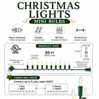 TW SHINE Warm White Christmas Lights Outdoor, 20FT 100 Count Incandescent Christmas Light Indoor, Waterproof Christmas Tree String Lights for Xmas Decorations