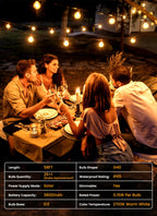 Brightown 52FT Solar String Lights Outdoor Waterproof, Last 30+ Hrs Runtime